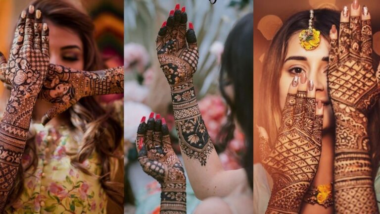 This square mehndi design will look beautiful on the palms, you can also try