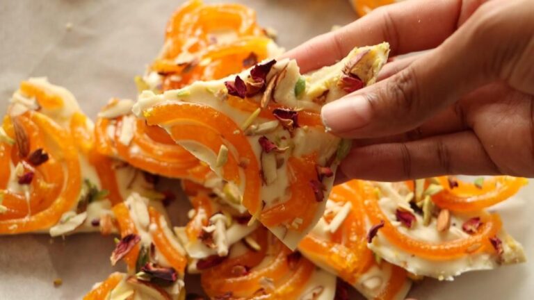 If you are fond of sweets, make White Chocolate Bark Jalebi at home today, note down the recipe soon.