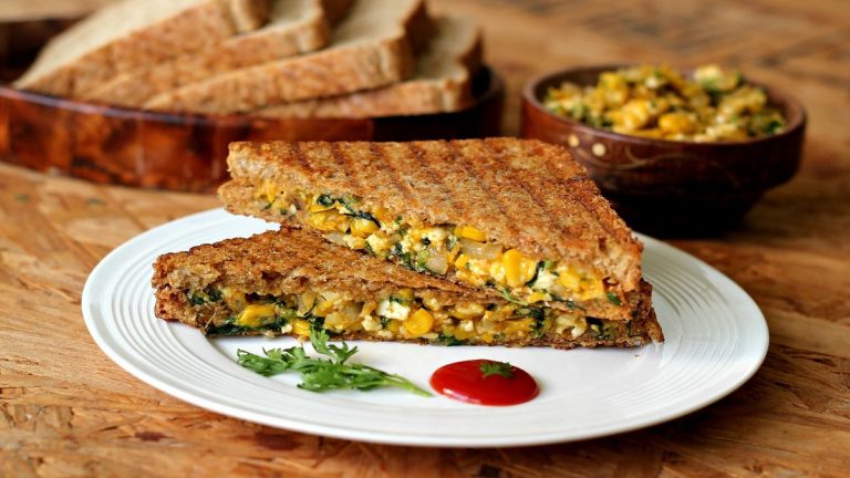 Prepare Paneer Corn Sandwiches for breakfast