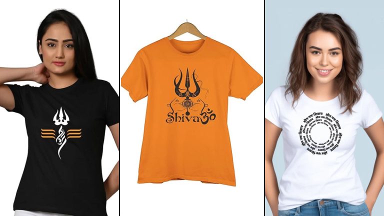 sawan 2024 om namah shivay t shirt for women f